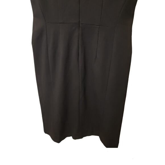 MM Lafleur Black Midi Shift Dress with Front Hem Slit Size 10 Classic Neutral - Picture 5 of 11